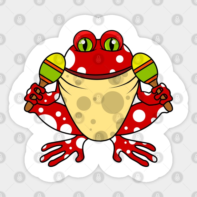 Funny frog with table tennis racket Sticker by Markus Schnabel